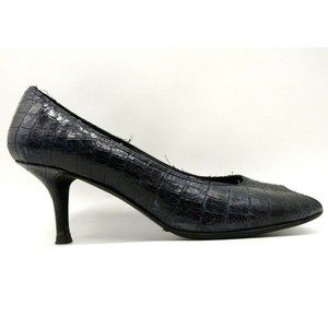 Donald Pliner Couture Tiff Navy Blue Crocodile Print Pumps Shoes Women's 8 N